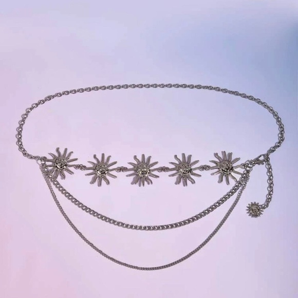 Silver Sun Metal Link Double Chain Belt Body Chain - Picture 9 of 9